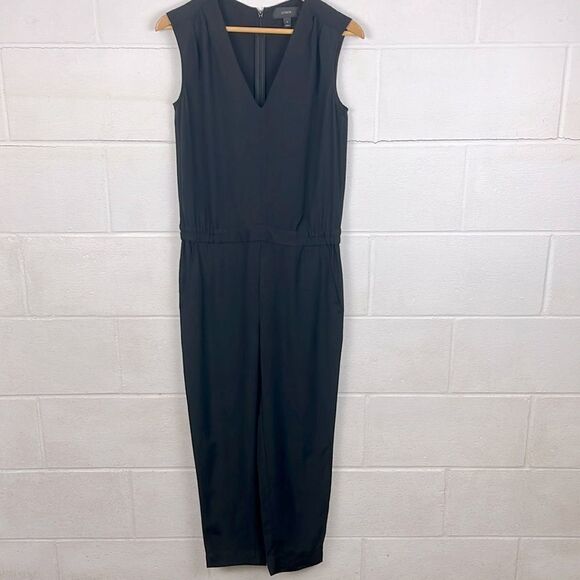 J.Crew black drapey oxford crepe v-neck jumpsuit - Picture 1 of 6